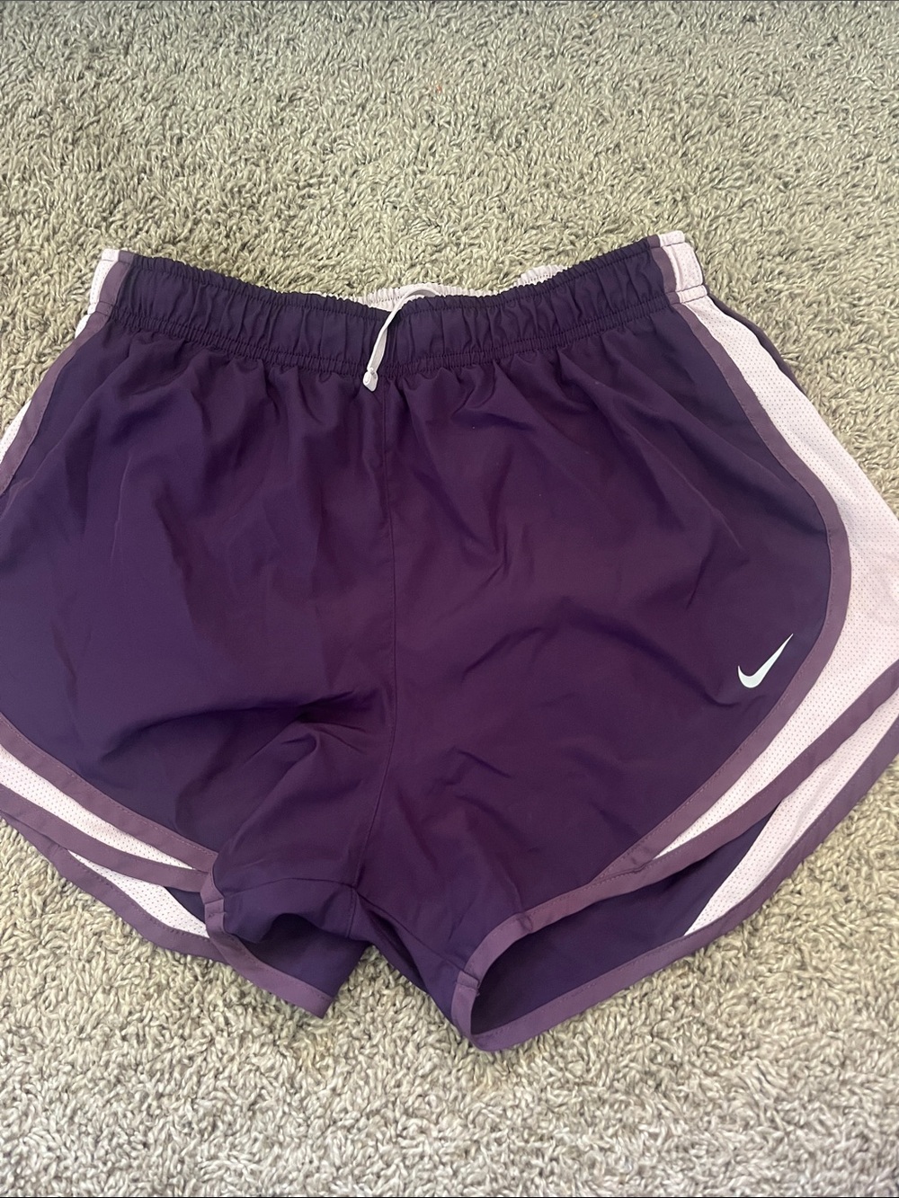 Nike Women's Dark Purple Athletic Shorts with Light Lavender Trim